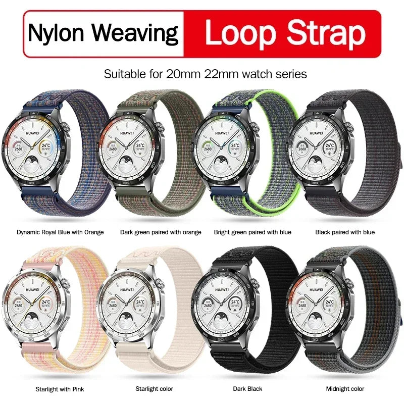 Nylon Loop Strap for Samsung Watch 6/5/5Pro 4/6 Classic Huawei Watch 4/3/GT3 20mm 22mm Bracelet Wristband Amazfit GTS/GTR 4 3