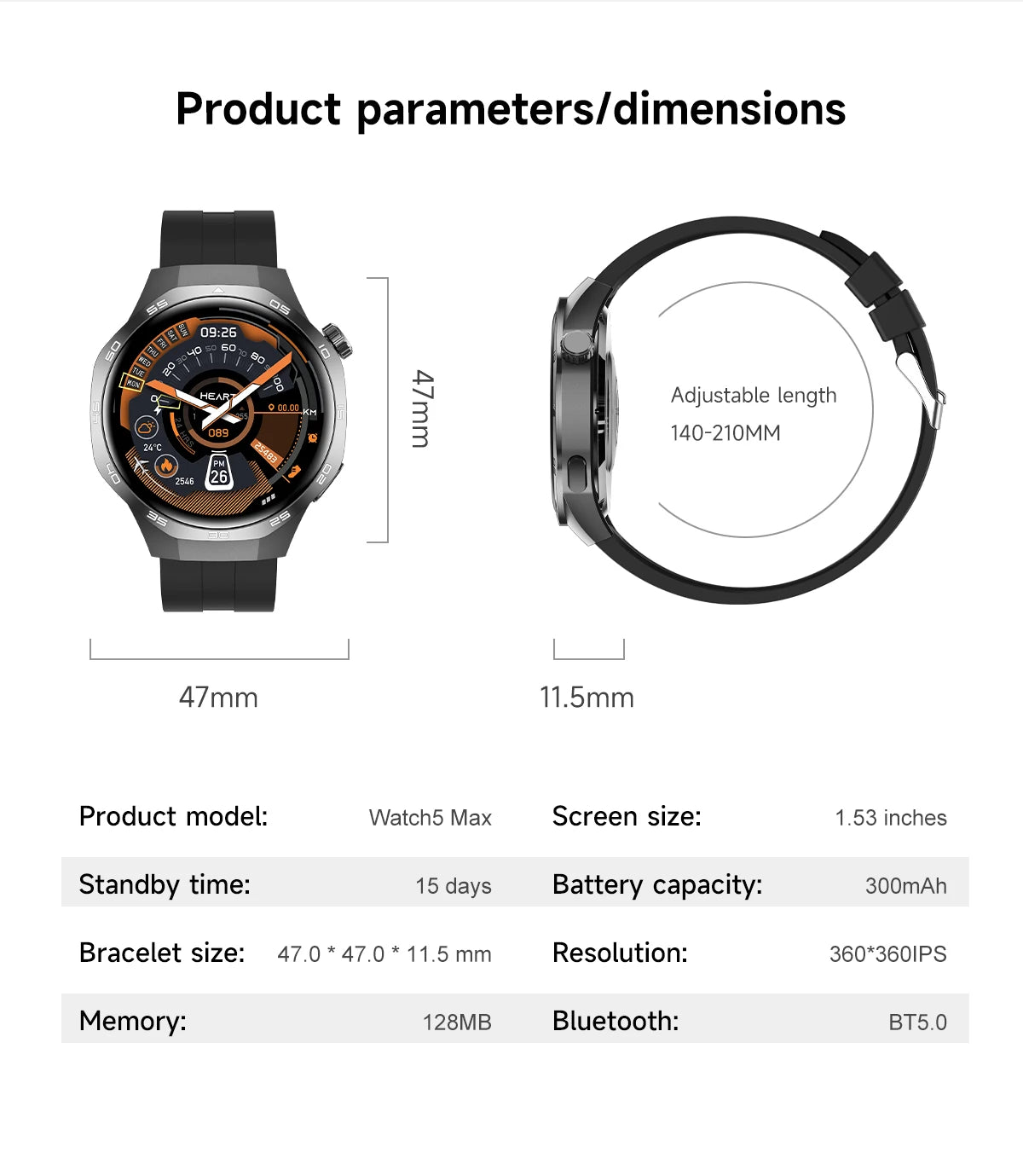 New Smartwatch For Huawei GT5 Men Outdoor Sports Compass Bluetooth Talk NFC Heart Rate GPS Track Weather Waterproof Smart watch