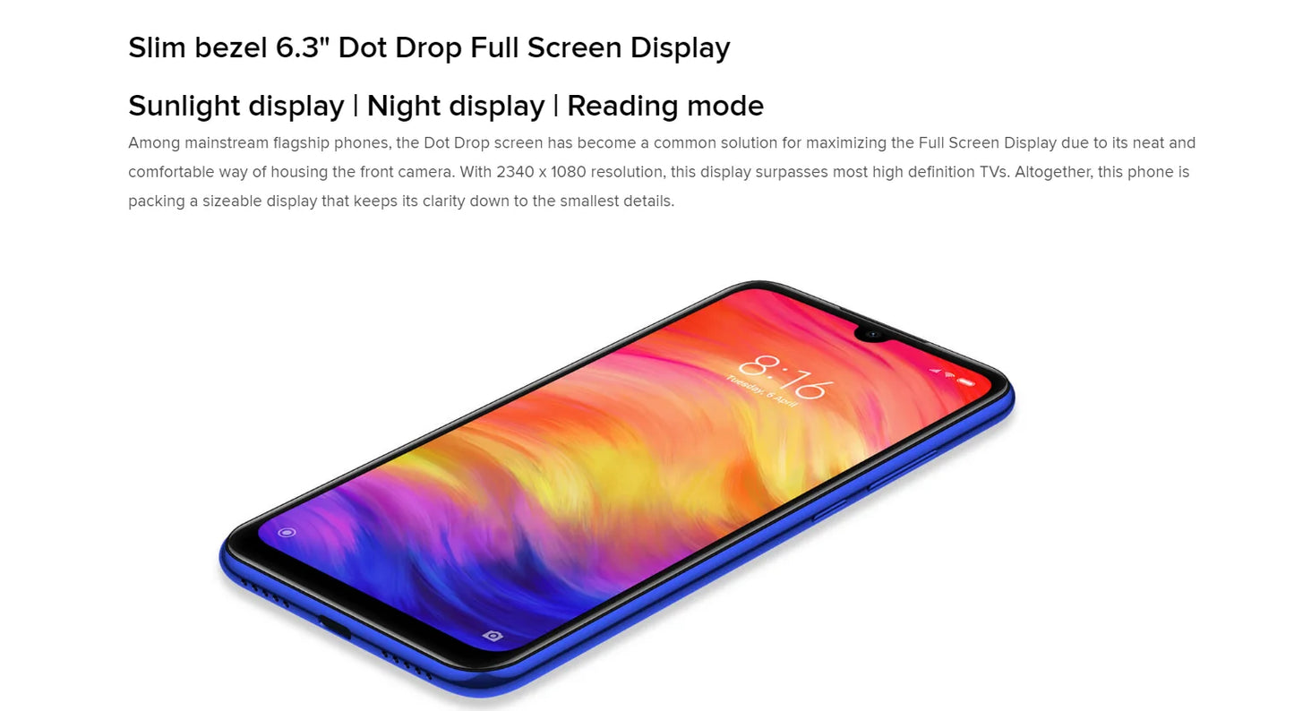 Original Xiaomi Redmi Note 7 PRO Smartphone 6GB 128GB Snapdragon 660AIE Android Mobile Phone 48.0MP+5.0MP Rear Camera cellphone