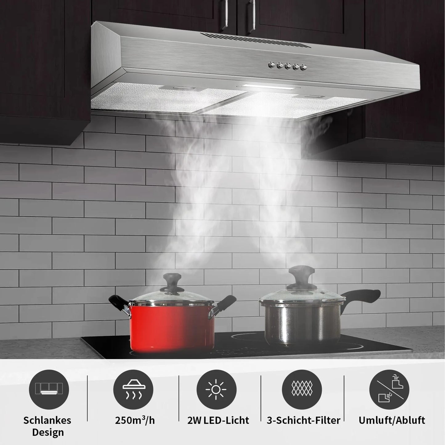 TopStrong 60cm Under-Cabinet Exhaust Air Recirculating LED Extractor Hood EUTF2360