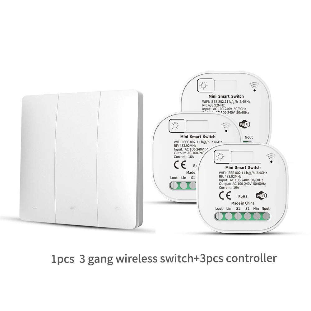 Tuya Smart Switch No Battery Required Push Button Panel Light Switches WiFi Wireless Remote Timing Relay Aleax Wall Switch