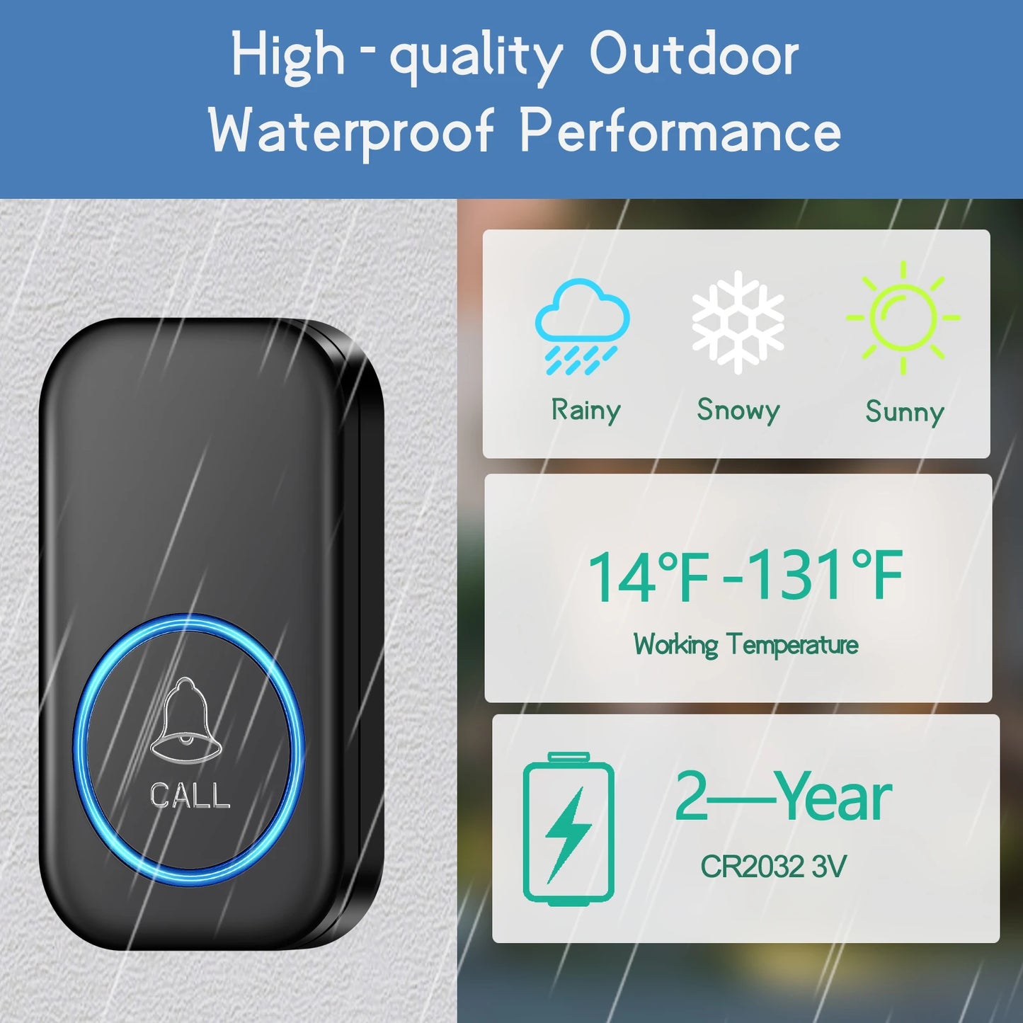 Wireless Doorbell Intelligent Welcome Door Bell 300M/984 FT Remote 60 Songs Melodies Home Smart Doorbell US EU Plug Optional