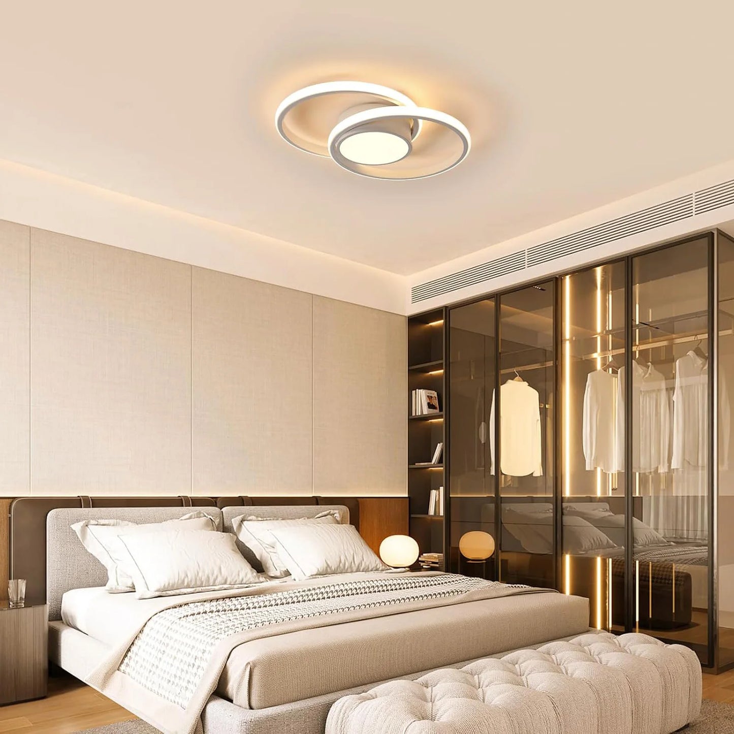 Dimmable LED Ceiling Light,Modern Ceiling Lamp with Remote Control 40W,Round Metal and Acrylic Ceiling LED Light(3000K-6500K)