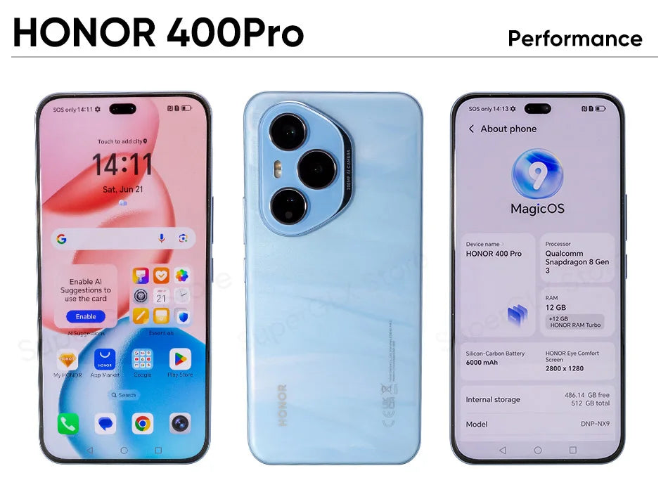 2025 HONOR 400 Pro Global Version 5G Smartphone Snapdragon 8 Gen 3 120Hz 6.7" AMOLED Display 200MP Camera 100W SuperCharge NFC