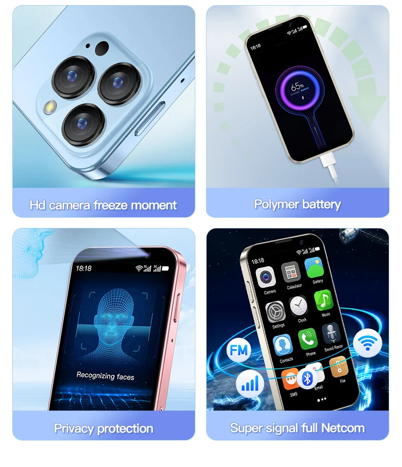 NEW SERVO 16SE Mini 3G Cute Smart Phone Android System 2 SIM Cards 3.0 inch Display Facial Unlock 2GB 16GB Small Card Smartphone