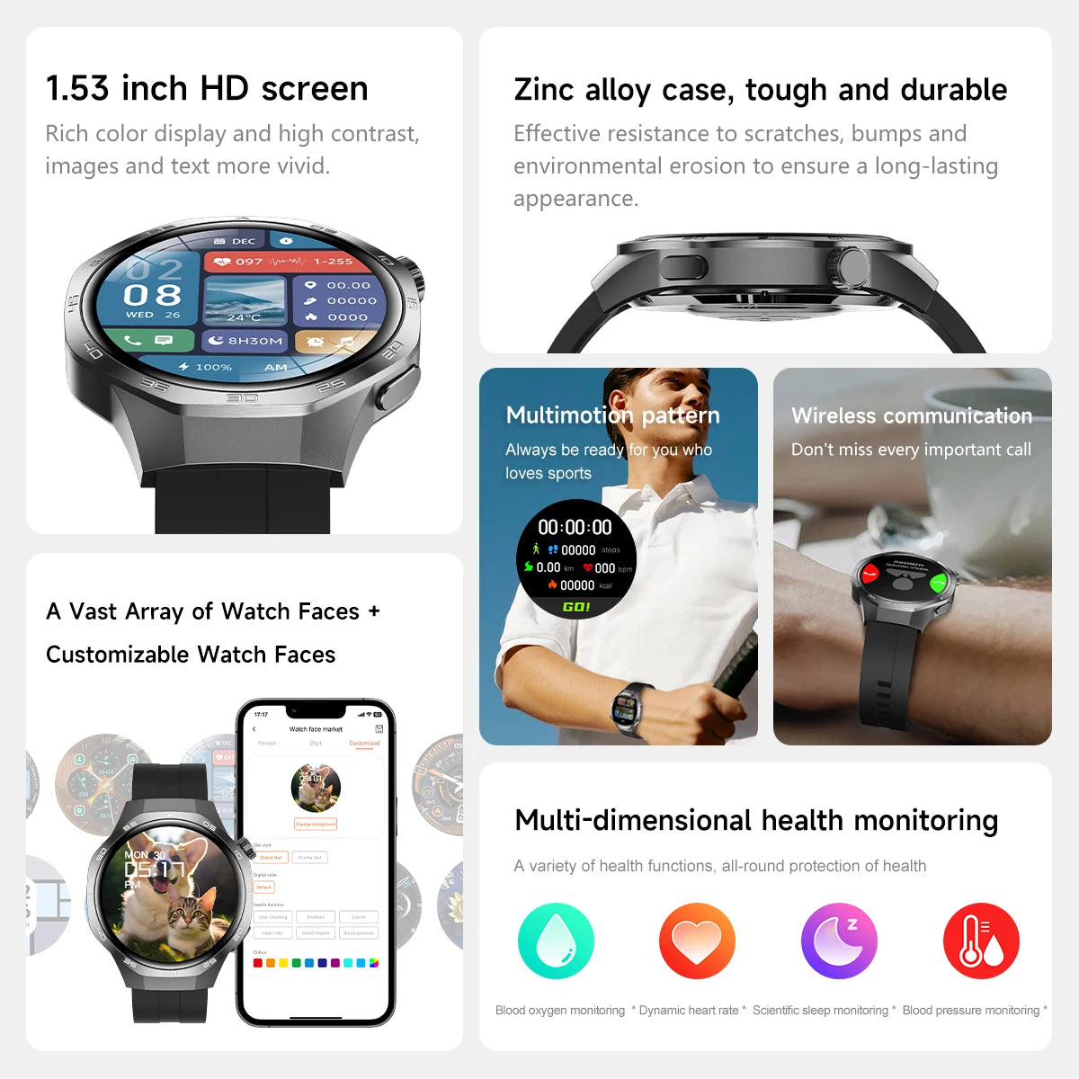 New Smartwatch For Huawei GT5 Men Outdoor Sports Compass Bluetooth Talk NFC Heart Rate GPS Track Weather Waterproof Smart watch