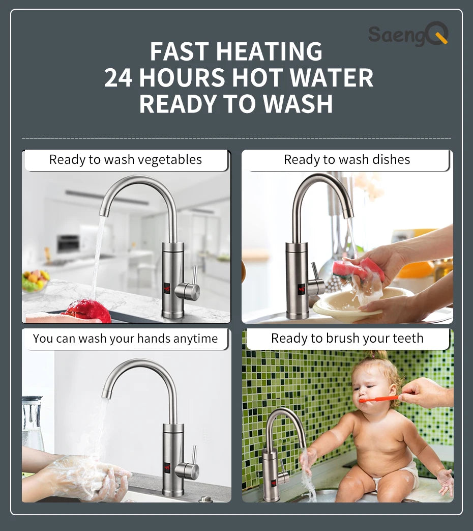 saengQ Electric Water Faucet Instant Water Heater Kitchen Hot Faucet Heater 220V Heating Faucet Instantaneous Heaters