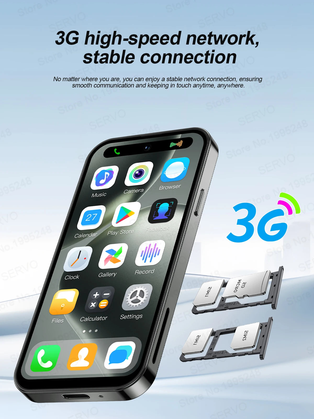 SERVO S16 Mini 4.0" Display Smartphone Android 10.0 3G WCDMA Dual SIM Standby 2GB+16GB Play Store WiFi Cute Cellphone Free Gifts