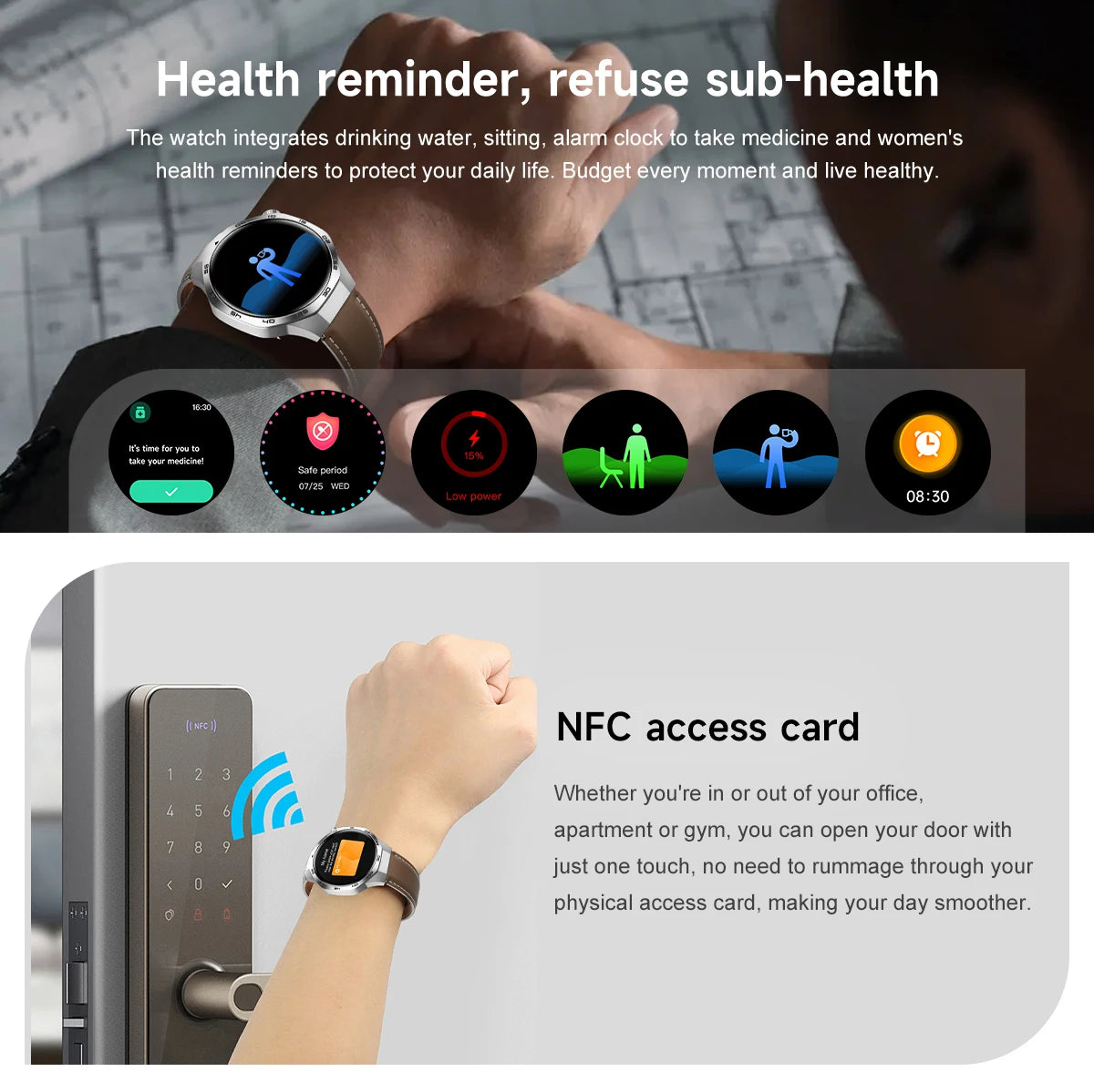 New Smartwatch For Huawei GT5 Men Outdoor Sports Compass Bluetooth Talk NFC Heart Rate GPS Track Weather Waterproof Smart watch