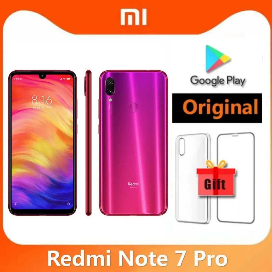 Original Xiaomi Redmi Note 7 PRO Smartphone 6GB 128GB Snapdragon 660AIE Android Mobile Phone 48.0MP+5.0MP Rear Camera cellphone