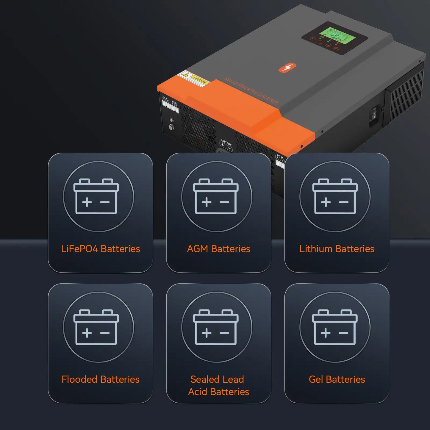 3000W 80A MPPT Solar Charge Controller DC 24V to 230V AC Max Solar Panel Input 450V Pure Sine Wave Hybrid Inverter Fit Lifepo4