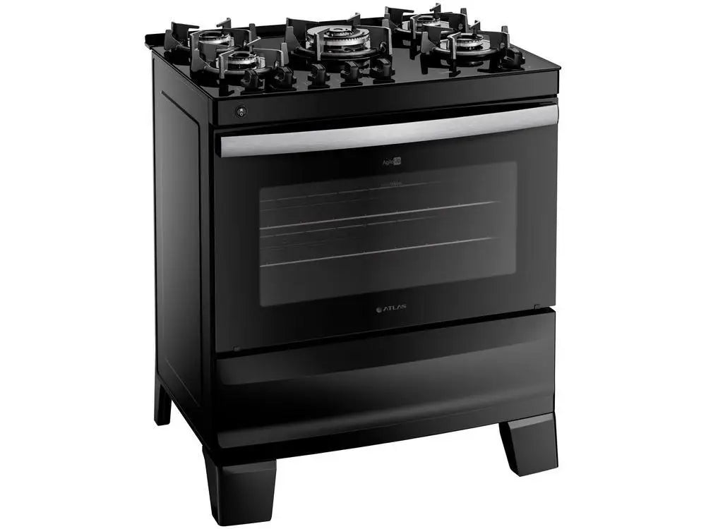 5-Bocas Atlas Stove Black Glass Table Agile Glass UP - Bivolt