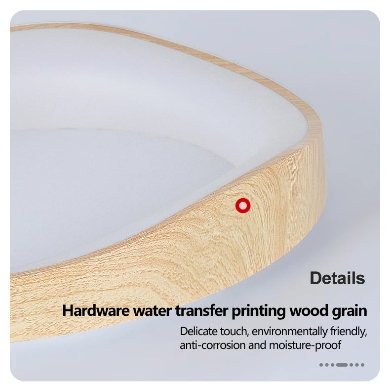 Nordic Wood Ceiling Light Round Log Walnut Remote Home Fixture LED For Study Living Room Hallway Bedroom Decoration Illumination