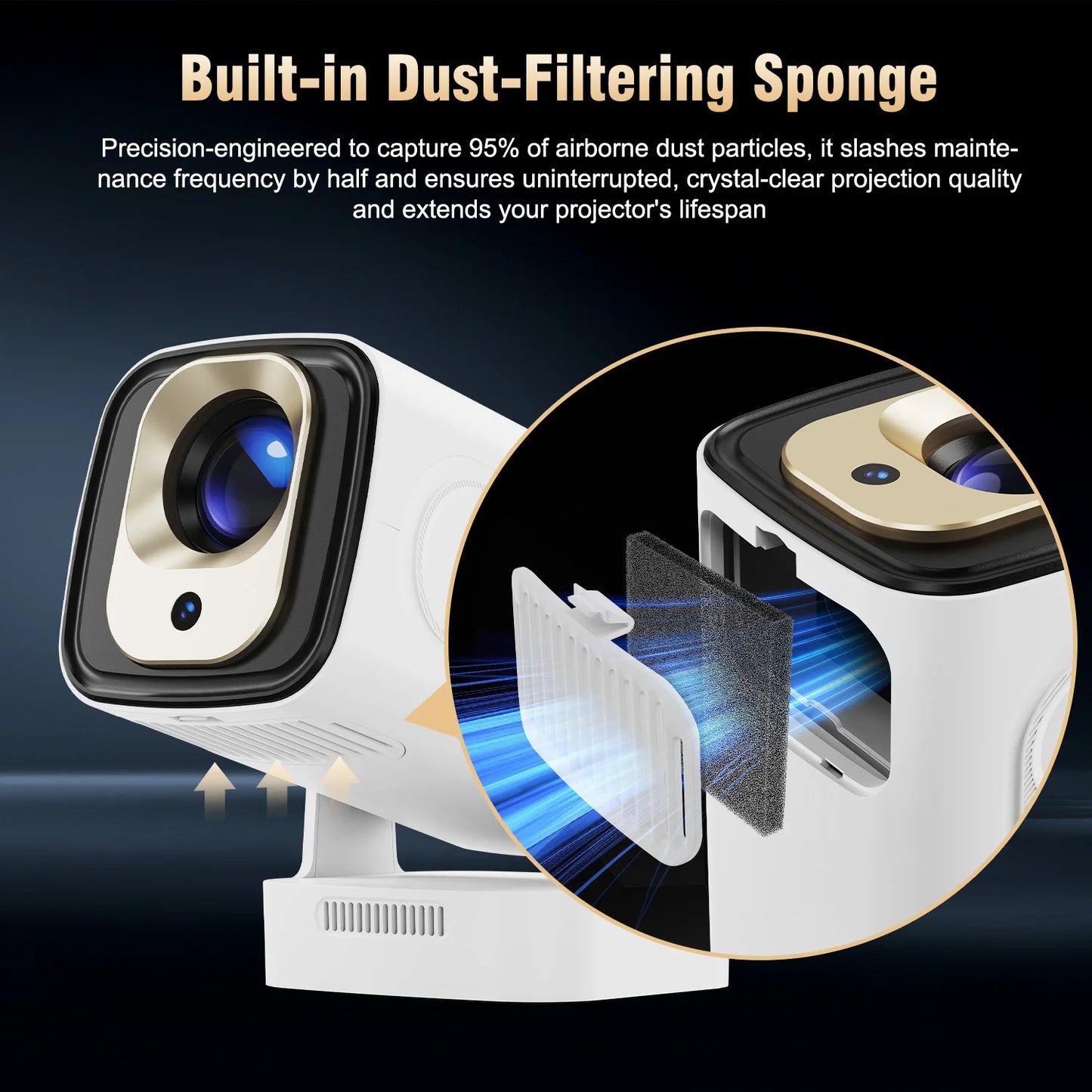 Magcubic HY310 Android 11 Projector 4K Native 1080P Auto Focus 330ANSI Dual Wifi with Air Mouse Voice Assistant Built Speaker