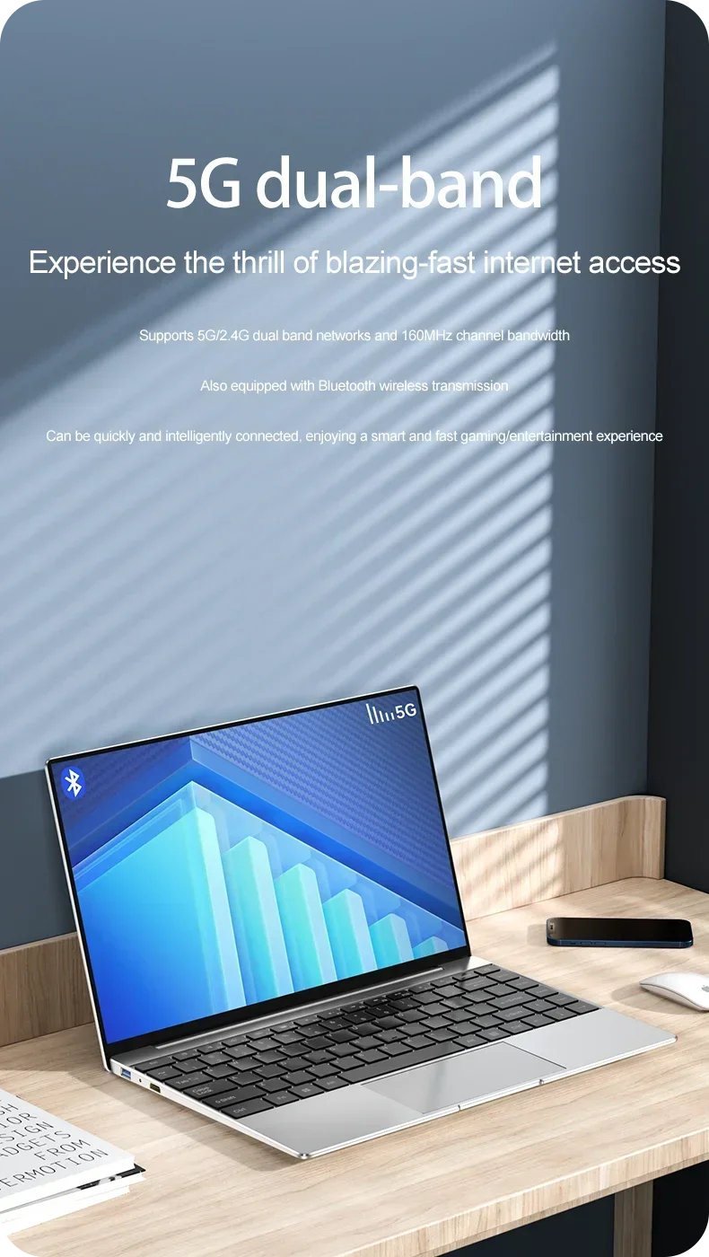 14.1" Ultra Slim Laptop 16GB RAM 2TB SSD Intel N3700 Notebook Gamer 1920*1080 Display Office Study Computer PC Windows 11 Pro