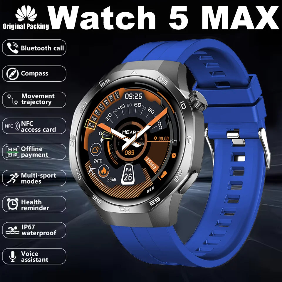 New Smartwatch For Huawei GT5 Men Outdoor Sports Compass Bluetooth Talk NFC Heart Rate GPS Track Weather Waterproof Smart watch