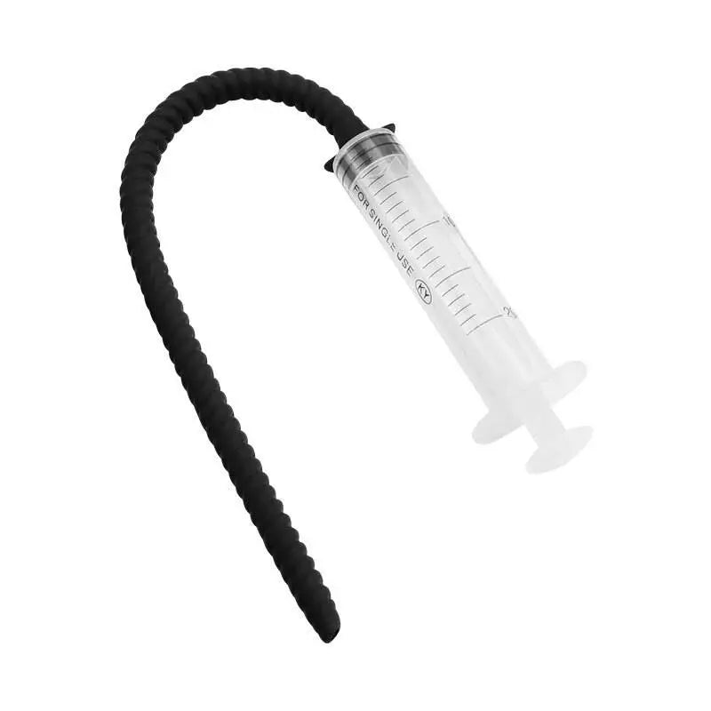 Spray/Washing With Syringe Silicone Long Penis Plug Threaded Urethral Sound Ejaculation Delay Toy For Man Gay Urethra Masturbate