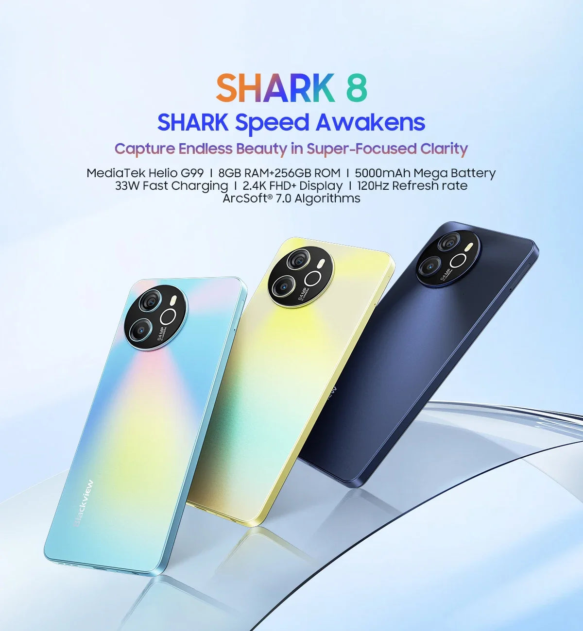 Blackview SHARK 8 Machine Android 13 8GB 128GB/256GB G99 6.78'' 120Hz 2.4K Display 64MP Camera