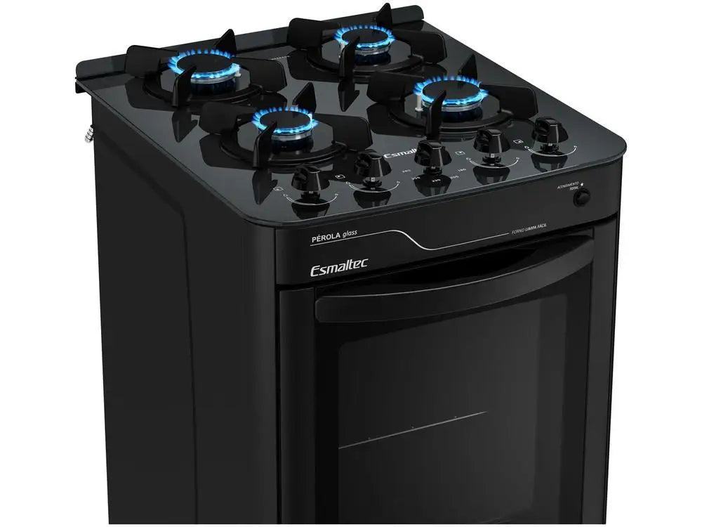 4 Stove Table Mills Esmaltec Black Glass Pearl Glass Table 4115 - Bivolt