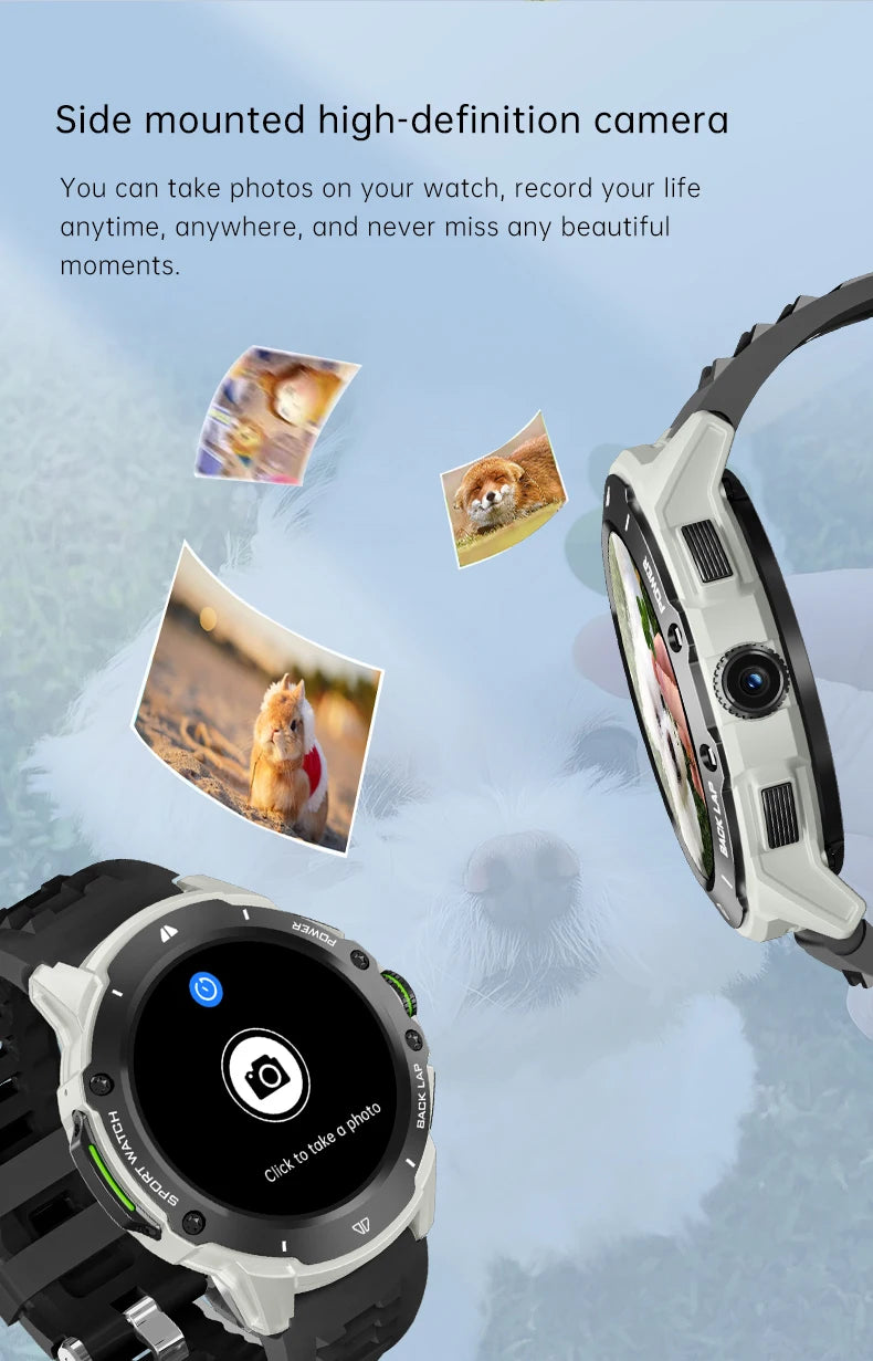 8+128GB Smart Watch 4G Network SIM Card 1.43''AMOLED 200W Camera with GPS Wifi Google Play 466*466 Screen Android for Men Women