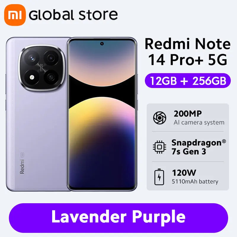 Xiaomi Redmi Note 14 Pro Plus 5G Smartphone Global Version Snapdragon 7s Gen 3 200MP OIS Camera 6.67" AMOLED Display 120W Charge