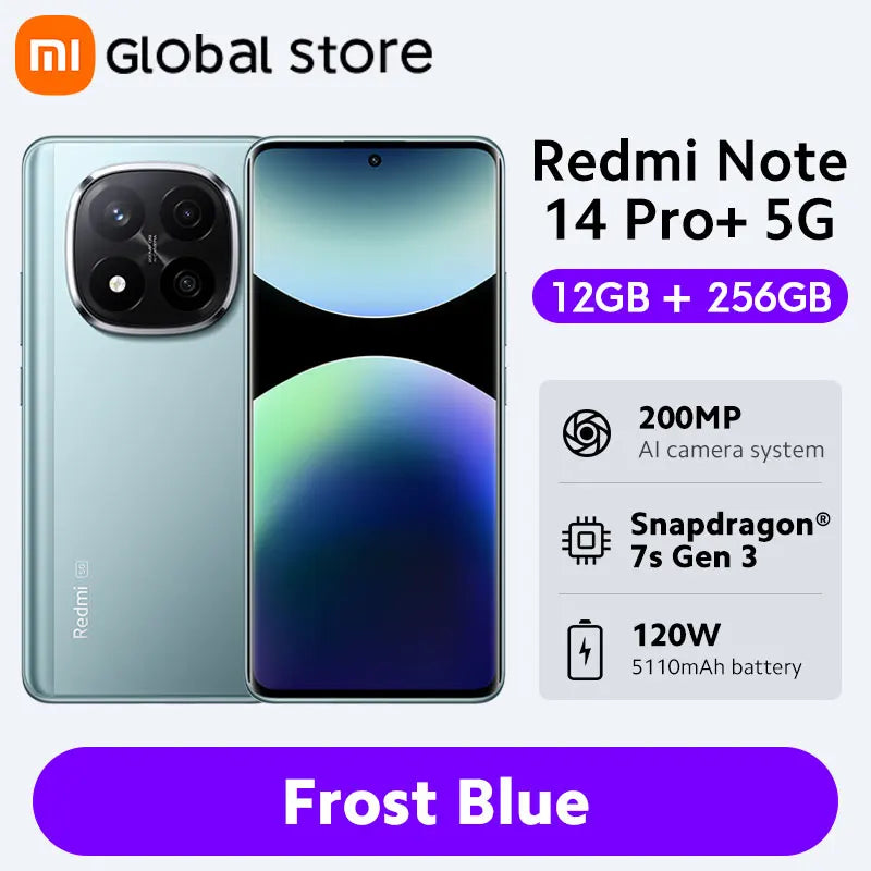 Xiaomi Redmi Note 14 Pro Plus 5G Smartphone Global Version Snapdragon 7s Gen 3 200MP OIS Camera 6.67" AMOLED Display 120W Charge