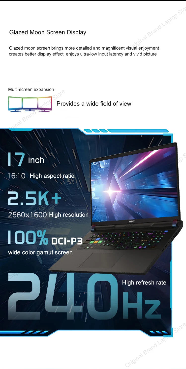 2024 MSI Vector 17 HX Gaming Laptop 17 Inch QHD 2.5K 240Hz IPS Screen Netbook i9-14900HX 32GB 1TB RTX4070 Notebook Computer PC