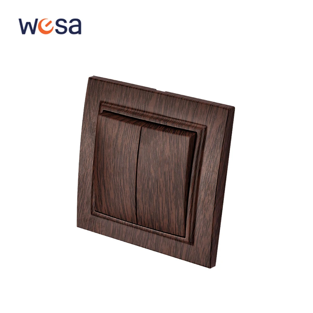 WESA Brown Wooden Wall Surface Socket Plugs Power 2 Socket Electrical Outlett Not Ground Flame Retardant Paint Plastic Sockets