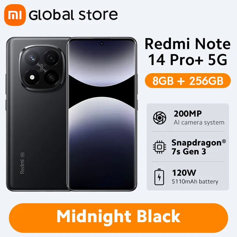 Xiaomi Redmi Note 14 Pro Plus 5G Smartphone Global Version Snapdragon 7s Gen 3 200MP OIS Camera 6.67" AMOLED Display 120W Charge