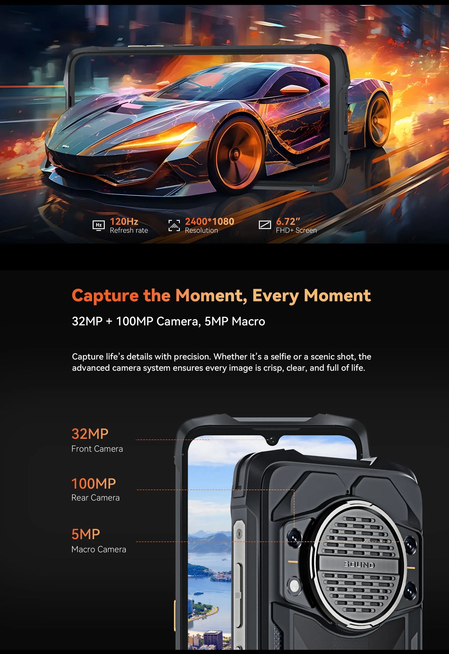 Cubot KingKong Power 3,24 Гб+256 Гб,4G Rugged,10200 мАч,120Hz Screen,100MP Camera,NFC,Android 14,33W глобальная версия