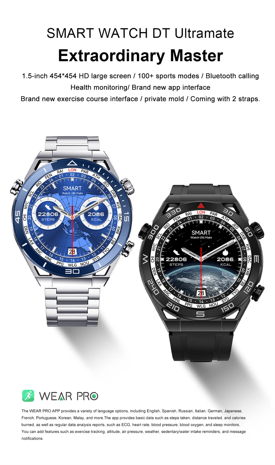 LIGE GPS Smart Watch Men 454*454 HD resolution Voice Calling NFC Watches Compass IP68 Waterproof ECG+PPG Smartwatch For Huawei