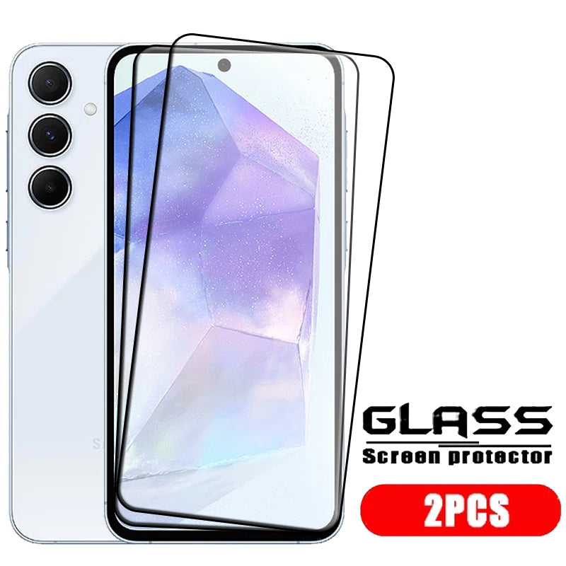 2/4PCS Screen Protector For Samsung A55 Glass Samsung Galaxy A55 Tempered Glass 9H Full Cover Glue Samsung A55 A52 A53 A54 A51