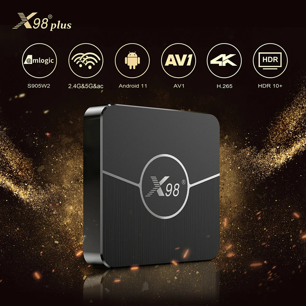 X98Plus TV Box Android 11.0 TV box 4G 32G 64G Set Top Box AV1 BT 2.4G 5G Wifi 4K HDR Video Media Player X98 Plus Amlogic S905W2