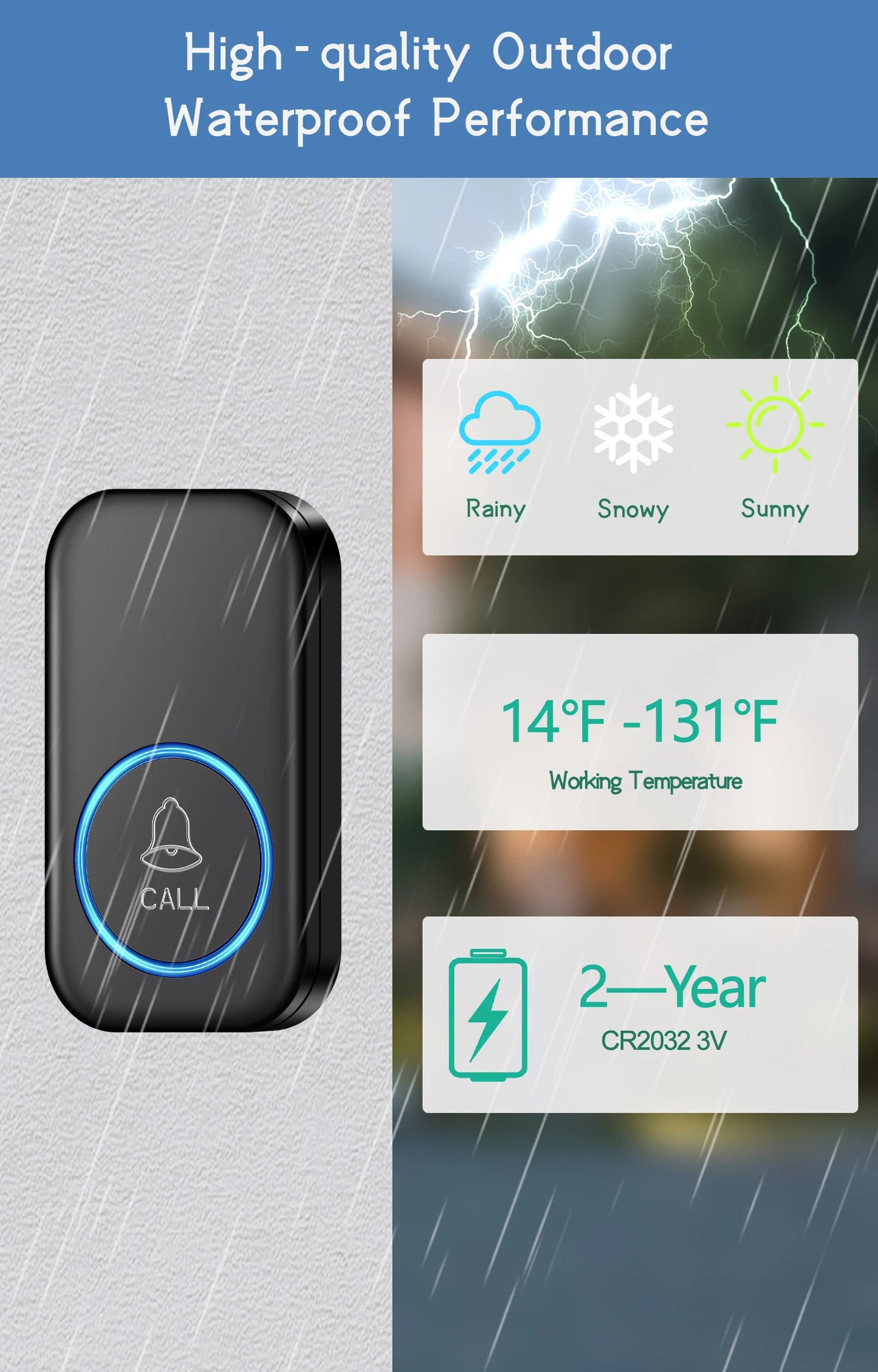 Wireless Doorbell Intelligent Welcome Door Bell 300M/984 FT Remote 60 Songs Melodies Home Smart Doorbell US EU Plug Optional