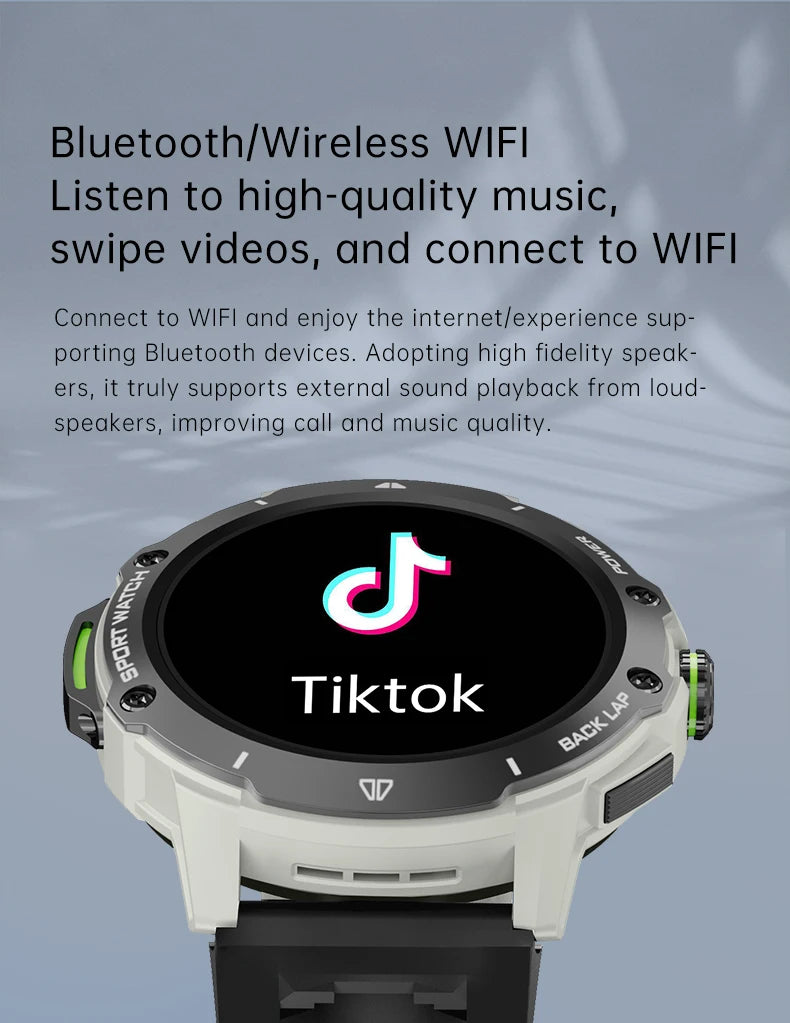 8+128GB Smart Watch 4G Network SIM Card 1.43''AMOLED 200W Camera with GPS Wifi Google Play 466*466 Screen Android for Men Women