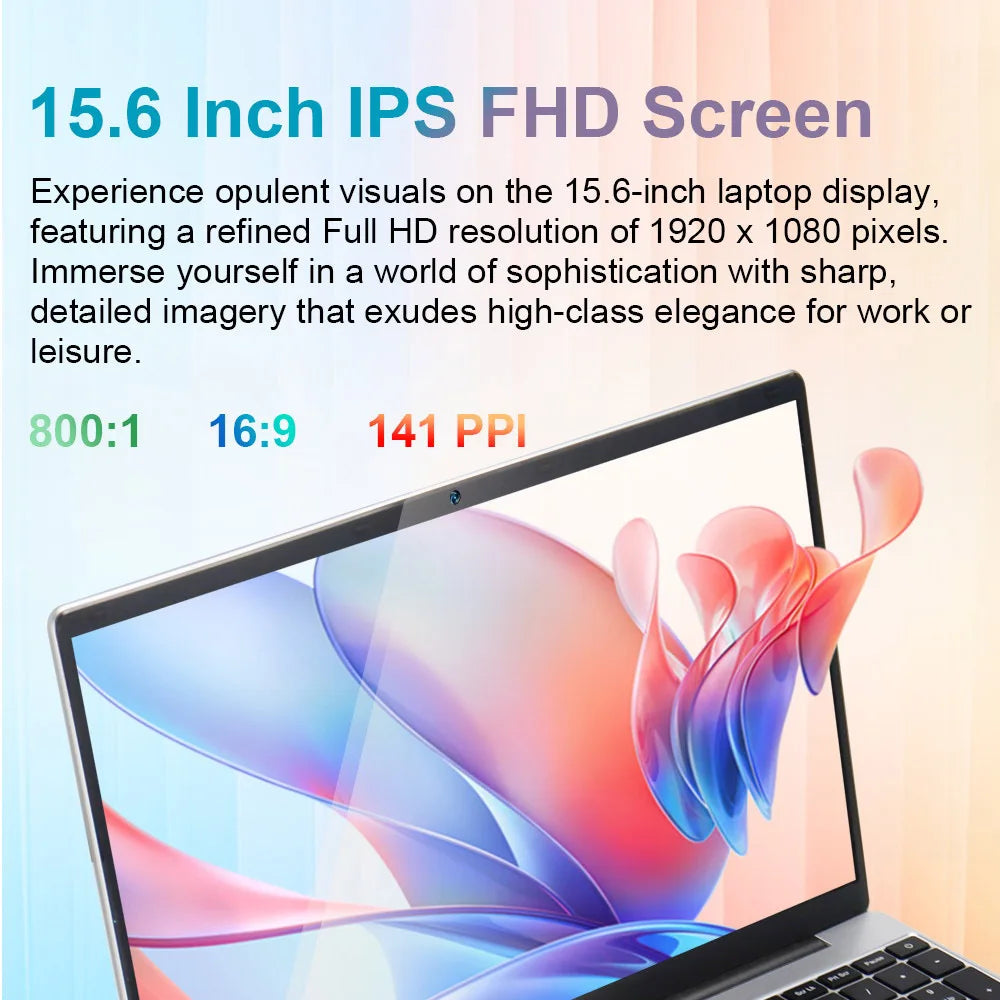 Ninkear N15 Air Laptop, 15.6'' 1920*1080 IPS Screen, Intel N95 4 Cores 3.4GHz, 16GB RAM 512GB SSD, Dual Band WiFi Bluetooth 4.2