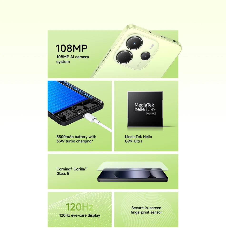 【World Premiere】Global Version Xiaomi Redmi Note 14 MediaTek Helio G99-Ultra 108MP AI Camera 6.67" AMOLED 120Hz Display 5500mAh