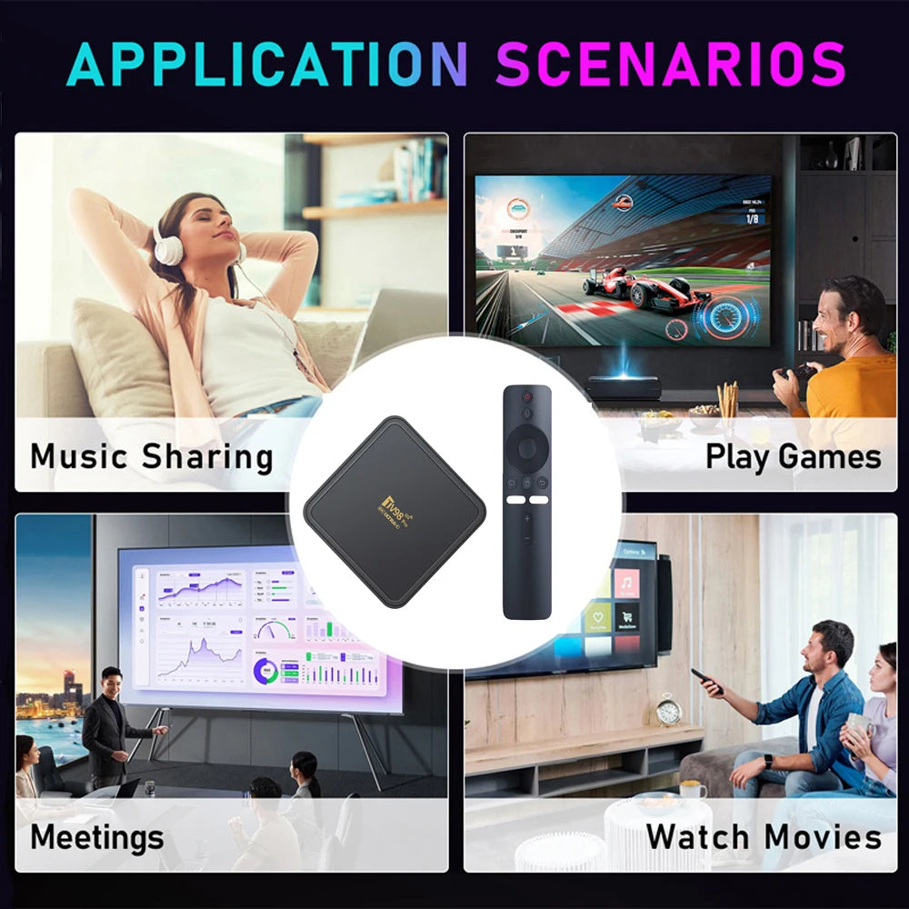 TV98 Pro TV Box Android 14 Support HD 8K4K Video 5G Dual Wifi BT5.2 Voice Remote Control Player Allwinner H313 Smart TV Box iptv