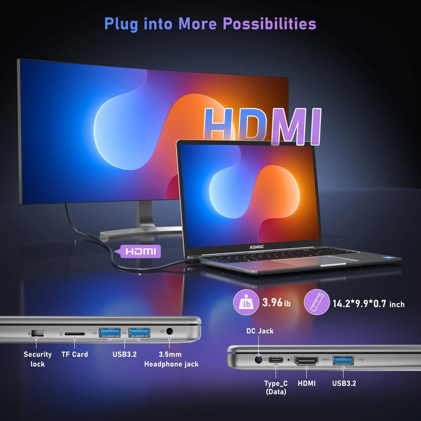 ACEMAGIC 16" Ultra Slim Laptop 16GB RAM 512GB SSD Intel N97 Notebook Gamer 1920*1080 Display Office Study Computer PC Windows 11