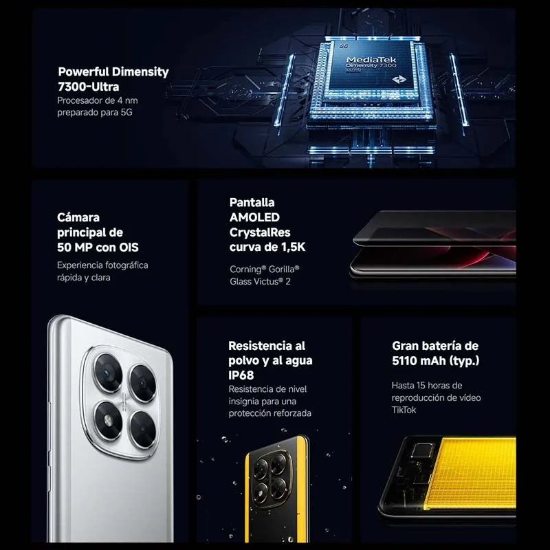 POCO X7 5G 8GB/256GB 12GB/512GB NFC Global Version Cellphone with EU Charger