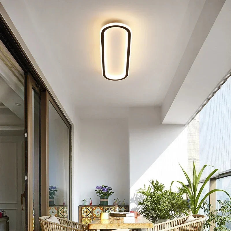 LED Modern Ceiling Light Oval Black Corridor 40/60/80CM Lamp For Bedroom Gallery Porch Living Room Hotel Indoor Lighting Fixture