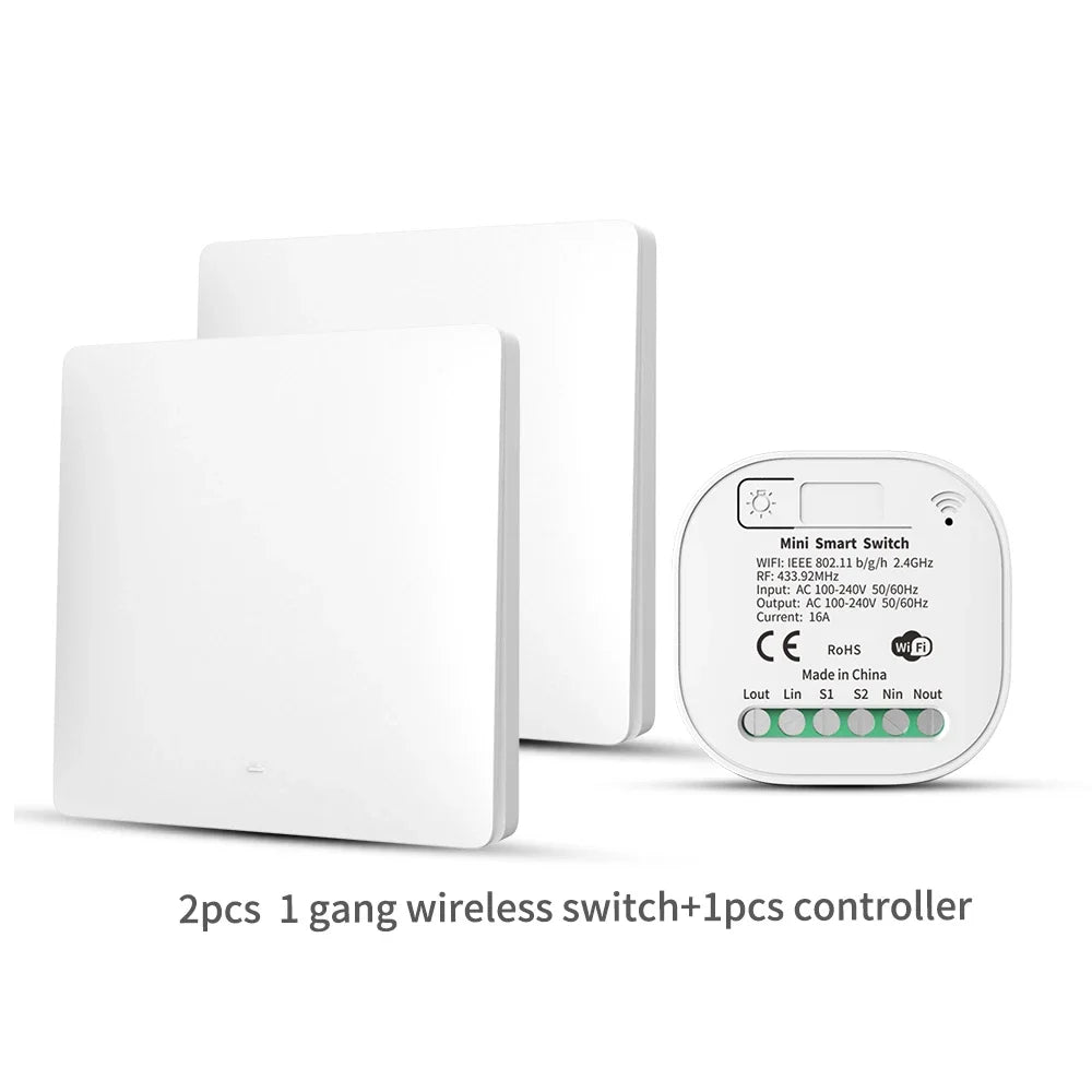 Tuya Smart Switch No Battery Required Push Button Panel Light Switches WiFi Wireless Remote Timing Relay Aleax Wall Switch