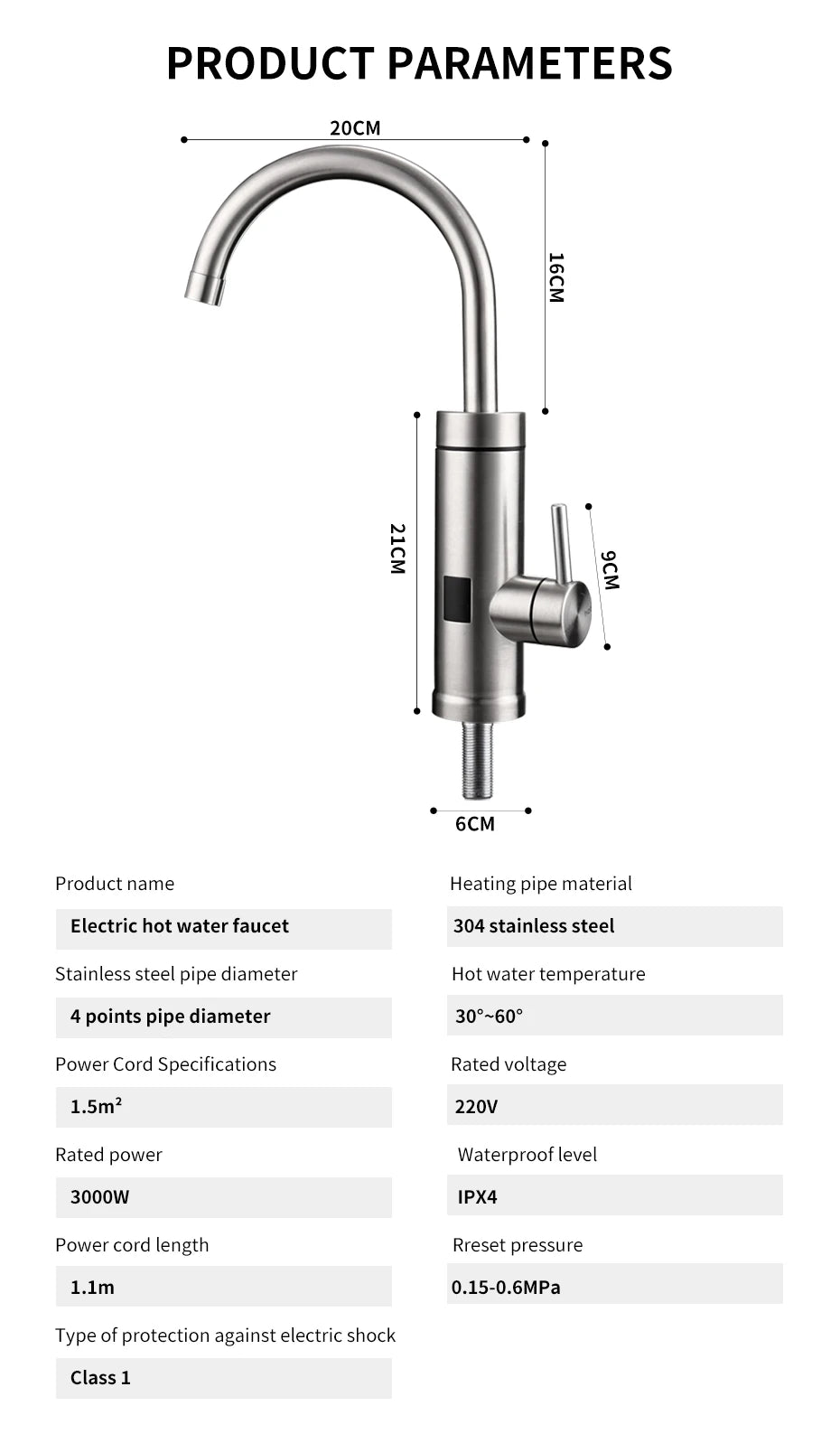 saengQ Electric Water Faucet Instant Water Heater Kitchen Hot Faucet Heater 220V Heating Faucet Instantaneous Heaters