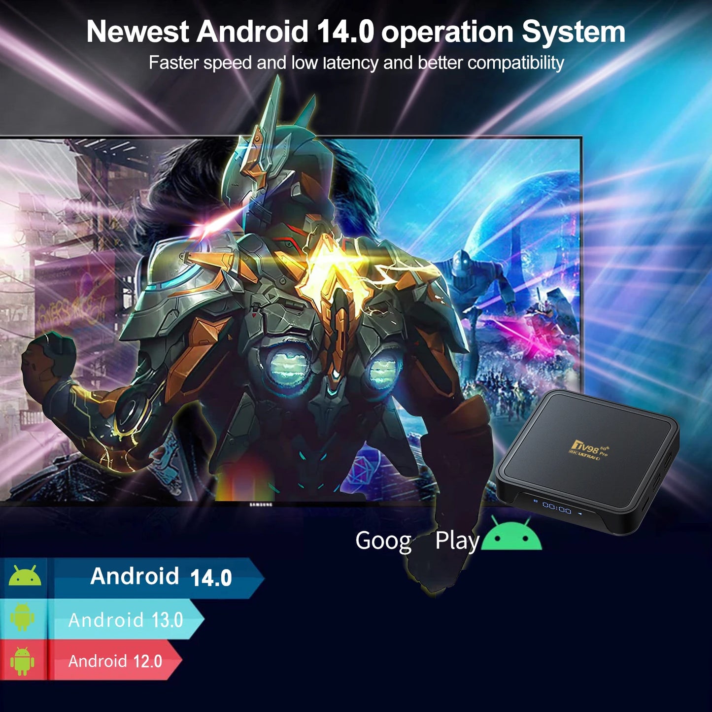 TV98 Pro TV Box Android 14 Support HD 8K4K Video 5G Dual Wifi BT5.2 Voice Remote Control Player Allwinner H313 Smart TV Box iptv