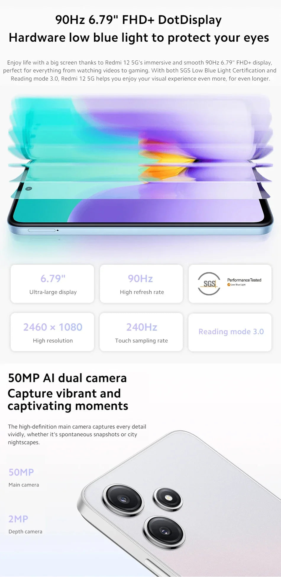 Global Rom Original Xiaomi Redmi 12 5G 5000mAh Battery Snapdragon 4 Gen2 SmartPhone 50MP Quad Camera 6.79 inch Screen LCD phone