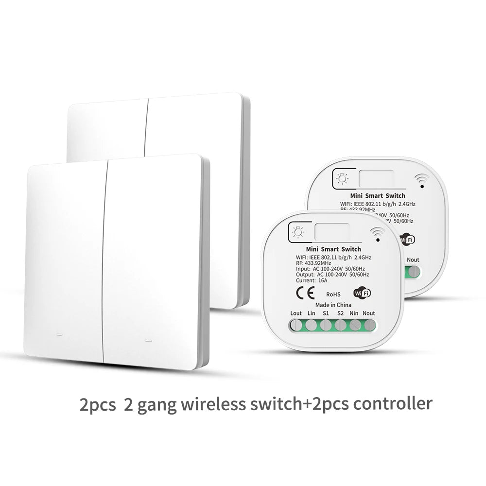 Tuya Smart Switch No Battery Required Push Button Panel Light Switches WiFi Wireless Remote Timing Relay Aleax Wall Switch