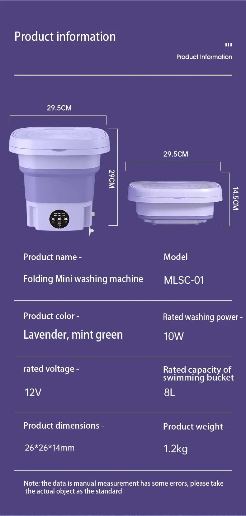 8L Foldable Washing Machine Mini Household Clothes Socks Underwear Cleaning Washer Travel Washing Machine With Drying