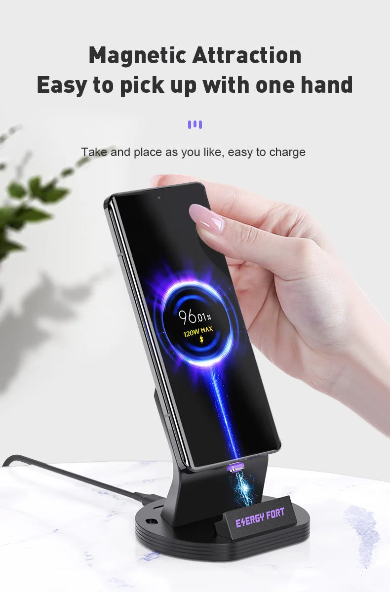For Xiaomi PD120W Magnetic Fast Charging Base Wireless Charger Stand Desk Charging Station for Xiaomi14/14pro Redmi k70 Huawei