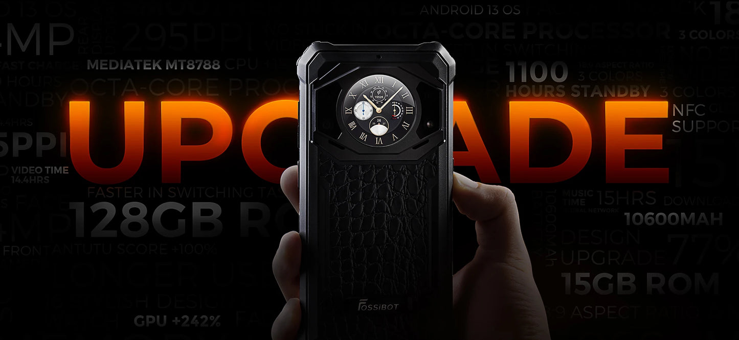 FOSSiBOT F101 PRO Smartphone 8GB 128GB 18W Fast Charge Mobile Phone 8GB 128GB 10600mAh Battery Android 13 Cellphone NFC