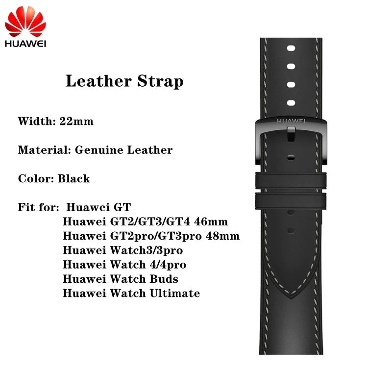 Original Huawei GT2 46mm FKM Rubber Watch Band 22mm Huawei Genuine Leather strap GT Stainless Steel Milanese Wacth Strap